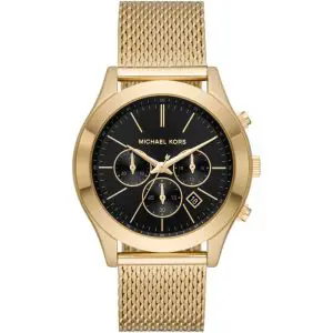 Michael Kors Men’s Quartz Gold Stainless Steel Black Dial 44mm Watch MK9057