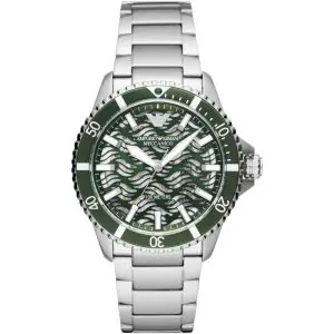 Emporio Armani Men’s Automatic Silver Stainless Steel Green Dial 42mm Watch AR60061