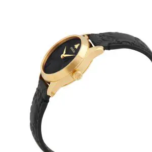 Gucci Women’s Swiss Made Quartz Black Leather Strap Black Dial 27mm Watch YA126581A