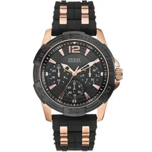 Guess Men’s Quartz Black Silicone Strap Black Dial 43mm Watch W0366G3