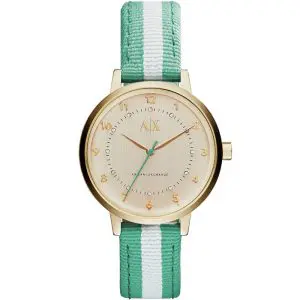 Armani Exchange Women’s Quartz Two Tone Nylon Strap Gold Dial 39mm Watch AX5365