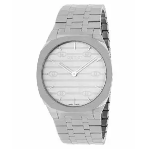 Gucci Unisex Swiss Made Quartz Silver Stainless Steel Silver Dial 38mm Watch YA163407