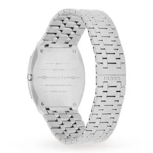 Gucci Unisex Swiss Made Quartz Silver Stainless Steel White Dial-Ocean Blue Glass 38mm Watch YA163409