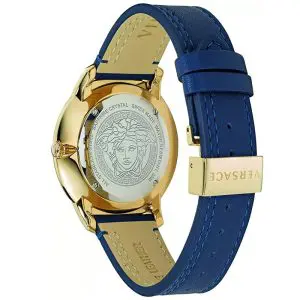 Versace Men’s Quartz Swiss Made Blue Leather Strap Blue Dial 42mm Watch VELQ00319
