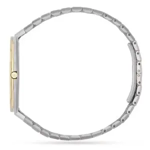 Gucci Women’s Swiss Made Quartz Silver Stainless Steel Gold Dial 34mm Watch YA163403