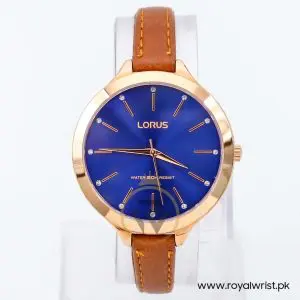 Lorus by Seiko Women’s Quartz Brown Leather Strap Blue Dial 38mm Watch RG202LX9