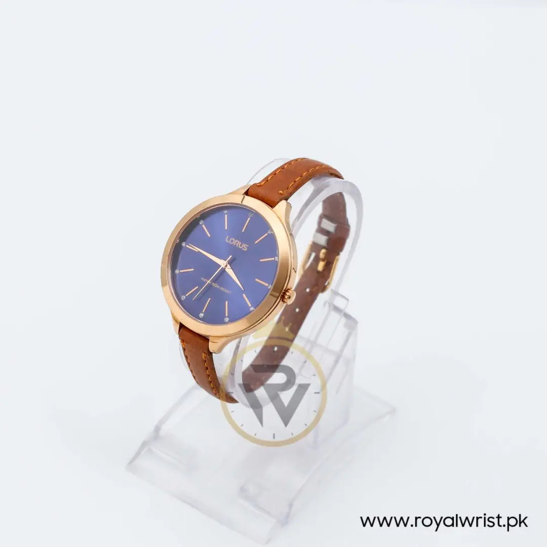 Lorus by Seiko Women’s Quartz Brown Leather Strap Blue Dial 38mm Watch RG202LX9