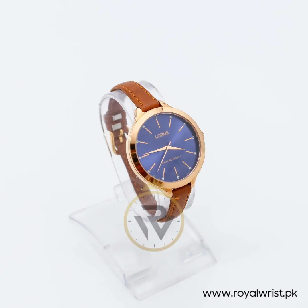 Lorus by Seiko Women’s Quartz Brown Leather Strap Blue Dial 38mm Watch RG202LX9