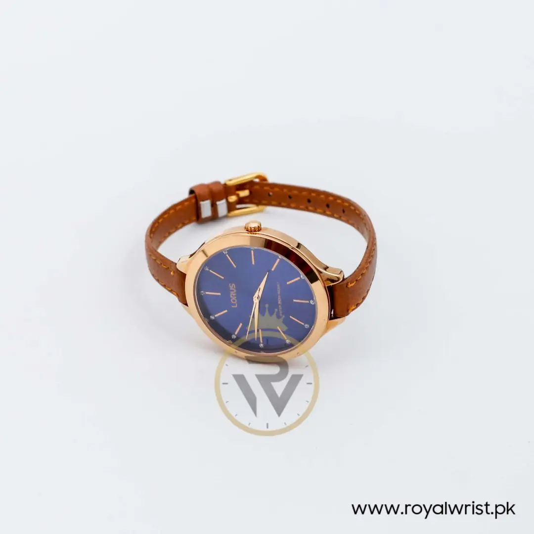 Lorus by Seiko Women’s Quartz Brown Leather Strap Blue Dial 38mm Watch RG202LX9