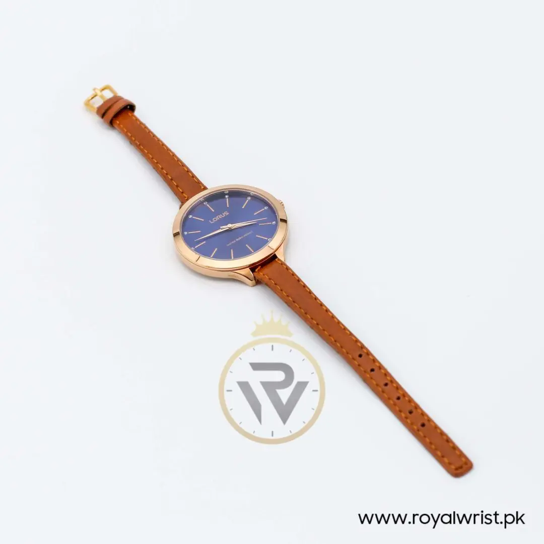 Lorus by Seiko Women’s Quartz Brown Leather Strap Blue Dial 38mm Watch RG202LX9