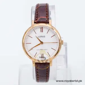 Lorus by Seiko Women’s Quartz Dark Brown Leather Strap Silver Dial 32mm Watch RG264LX5