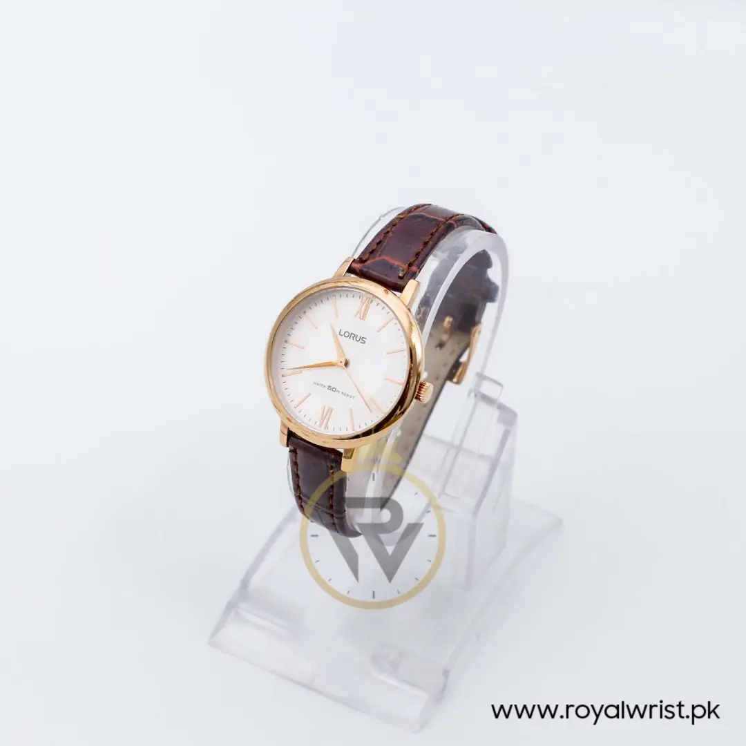 Lorus by Seiko Women’s Quartz Dark Brown Leather Strap Silver Dial 32mm Watch RG264LX5
