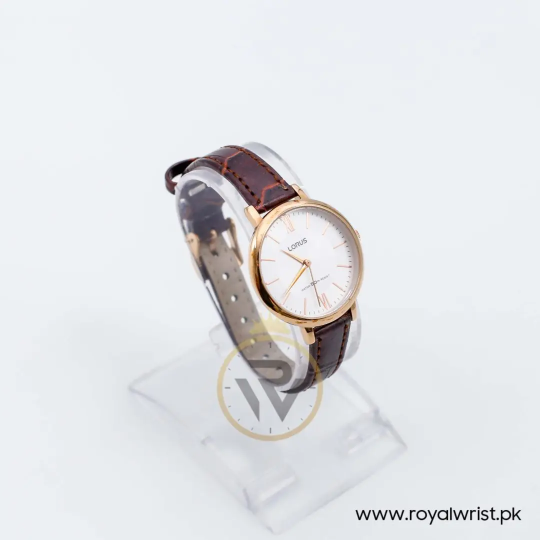 Lorus by Seiko Women’s Quartz Dark Brown Leather Strap Silver Dial 32mm Watch RG264LX5