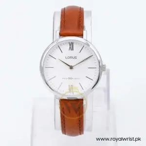 Lorus by Seiko Women’s Quartz Brown Leather Strap White Dial 32mm Watch RG263LX9