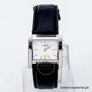 Lorus by Seiko Women’s Quartz Black Leather Strap White Dial 29mm Watch RG285HX9