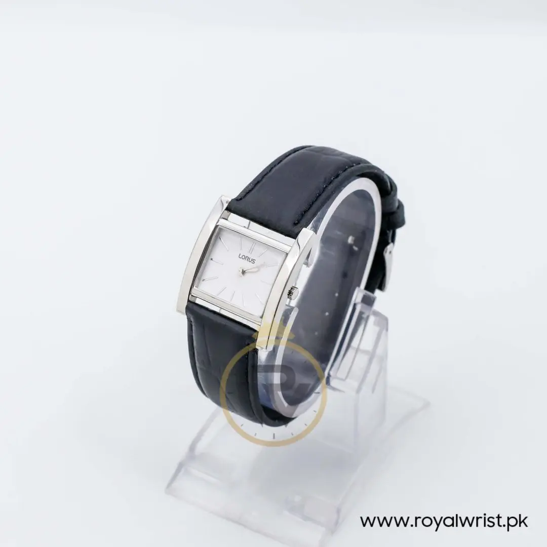 Lorus by Seiko Women’s Quartz Black Leather Strap White Dial 29mm Watch RG285HX9