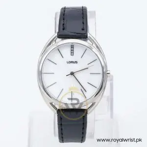 Lorus by Seiko Women’s Quartz Black Leather Strap Mother Of Pearl Dial 33mm Watch RG211KX9