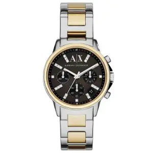 Armani Exchange Women’s Quartz Two Tone Stainless Steel Black Dial 36mm Watch AX4329