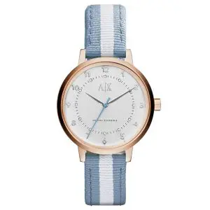 Armani Exchange Women’s Quartz Two Tone Nylon Strap Silver Dial 39mm Watch AX5366