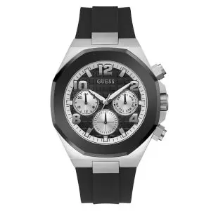 Guess Men’s Quartz Black Silicone Strap Black Dial 46mm Watch GW0583G1