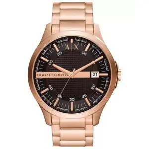 Armani Exchange Men’s Quartz Rose Gold Stainless Steel Brown Dial 46mm Watch AX2449