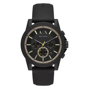 Armani Exchange Men’s Quartz Black Silicone Strap Black Dial 44mm Watch AX1343
