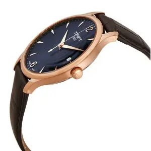 TISSOT Men’s Swiss Made Quartz Brown Leather Strap Blue Dial 42mm Watch T063.610.36.047.00
