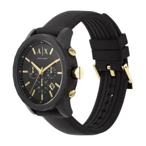 Armani Exchange Men’s Quartz Black Silicone Strap Black Dial 44mm Watch AX7105