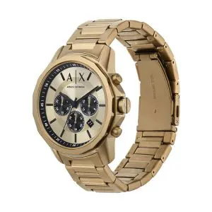 Armani Exchange Men’s Quartz Gold Stainless Steel Beige Dial 44mm Watch AX1739