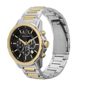 Armani Exchange Men’s Quartz Two Tone Stainless Steel Black Dial 44mm Watch AX7148