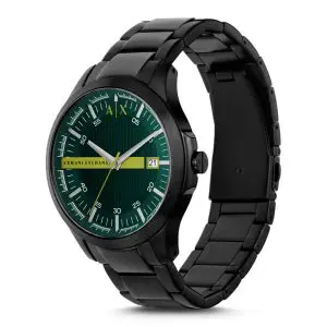 Armani Exchange Men’s Quartz Black Stainless Steel Green Dial 46mm Watch AX2450