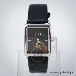 Elle Women’s Quartz Black Leather Strap Black Mother Of Pearl Dial 26mm Watch EL20026S03C