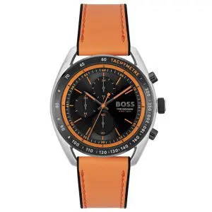 Hugo Boss Men’s Quartz Orange Hybrid Strap Black Dial 44mm Watch 1514025