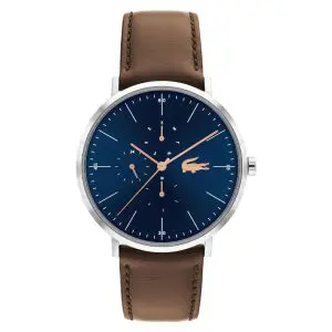 Lacoste Men’s Quartz Brown Leather Strap Blue Dial 40mm Watch 2010976