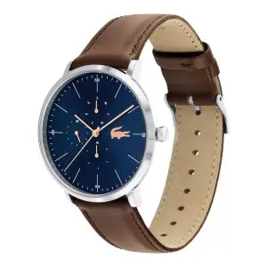 Lacoste Men’s Quartz Brown Leather Strap Blue Dial 40mm Watch 2010976
