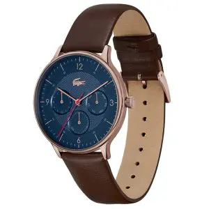 Lacoste Men’s Quartz Brown Leather Strap Blue Dial 42mm Watch 2011141