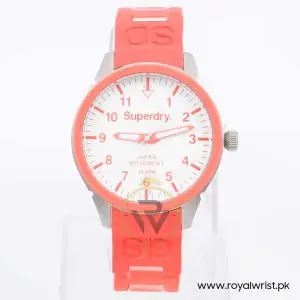 Superdry Women’s/Kids Quartz Pink & White Silicone Chain White Dial 39mm Watch SYL135R