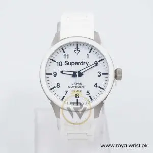 Superdry Unisex Quartz White Silicone Chain White Dial 44mm Watch SYG109W