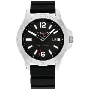 Tommy Hilfiger Men’s Quartz Black Silicone Strap Black Dial 46mm Watch 1710539