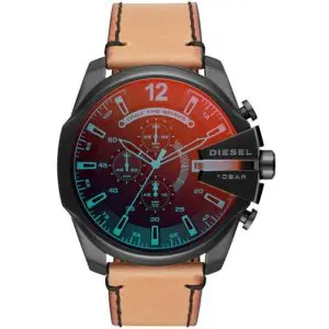 Diesel Men’s Quartz Light Brown Leather Strap Black Dial 51mm Watch DZ4476