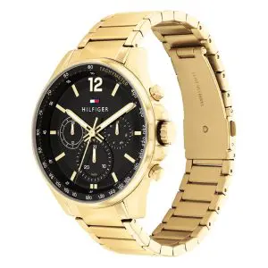 Tommy Hilfiger Men’s Quartz Gold Stainless Steel Black Dial 45mm Watch 1791974