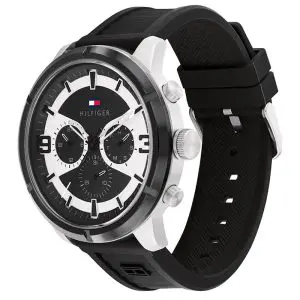 Tommy Hilfiger Men’s Quartz Black Silicone Strap Black Dial 50mm Watch 1792074