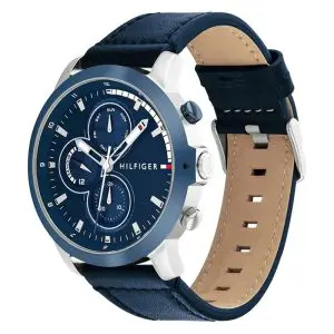 Alternative view of Tommy Hilfiger Men’s Quartz Blue Leather Strap Blue Dial 46mm Watch 1792051