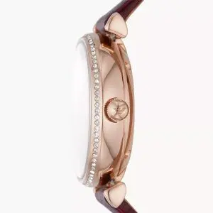 Alternative view of Emporio Armani Women’s Automatic Burgundy Leather Strap Silver Dial 34mm Watch AR60044