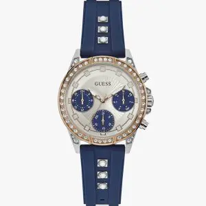 Guess Women’s Quartz Navy Blue Silicone Strap Silver Dial 36mm Watch W1292L2