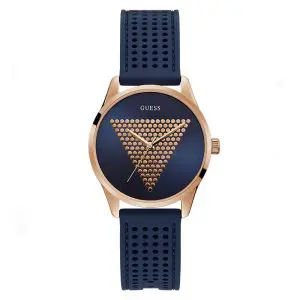 Guess Women’s Quartz Navy Blue Silicone Strap Blue & Rose Gold Dial 36mm Watch W1227L3