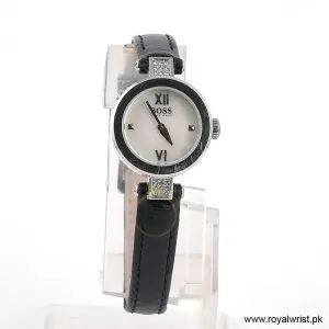 Hugo Boss Women’s Quartz Black Leather Strap Mother Of Pearl Dial 24mm Watch 1502188
