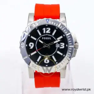 Fossil Men’s Quartz Red Silicone Strap Black Dial 45mm Watch BQ1022/4