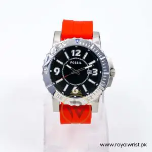 Fossil Men’s Quartz Red Silicone Strap Black Dial 45mm Watch BQ1022/4