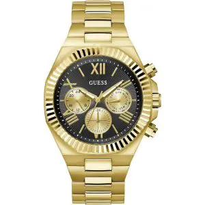 Guess Men’s Quartz Gold Stainless Steel Black Dial 44mm Watch GW0703G5